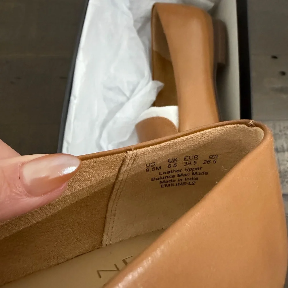 Naturalizer Tan Leather Slip-On Loafers with Gold Accent